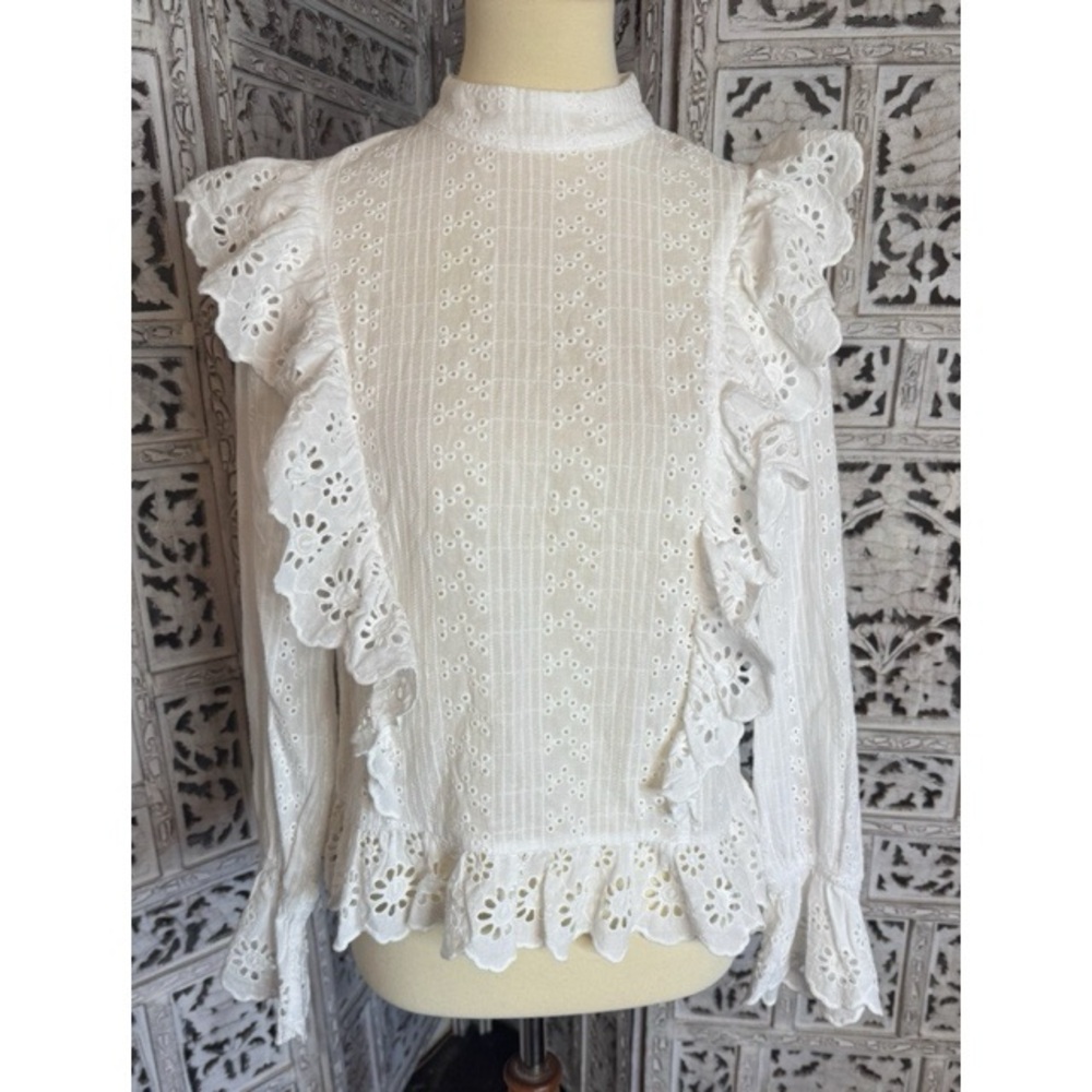 Listicle White Eyelet Ruffle Blouse